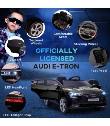 12V Kids Electric Ride-On Car/ w Remote Control, Lights, Music - Black