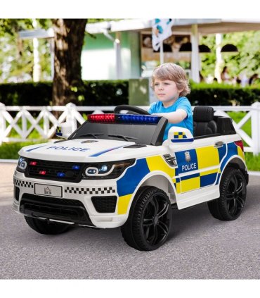12V Kid Electric Ride On Police Car w/ Remote Siren Bluetooth 3-6 Years HOMCOM