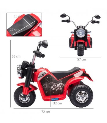 Kids 6V Electric Motorcycle Ride-On Toy Battery 18 - 36 Months Red HOMCOM