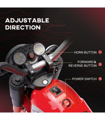 Kids 6V Electric Motorcycle Ride-On Toy Battery 18 - 36 Months Red HOMCOM