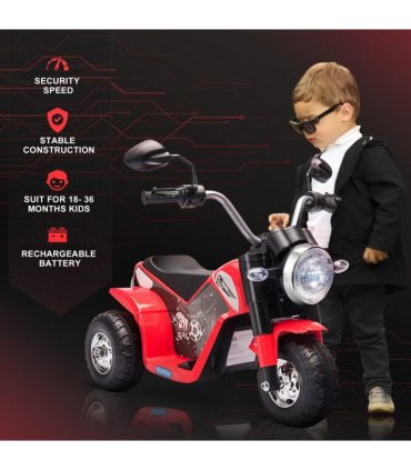 Kids 6V Electric Motorcycle Ride-On Toy Battery 18 - 36 Months Red HOMCOM
