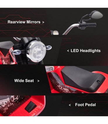 Kids 6V Electric Motorcycle Ride-On Toy Battery 18 - 36 Months Red HOMCOM