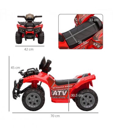 Kids Electric Ride on Car Toddler Quad Bike ATV Red 6V 45H x 70L x 42Wcm
