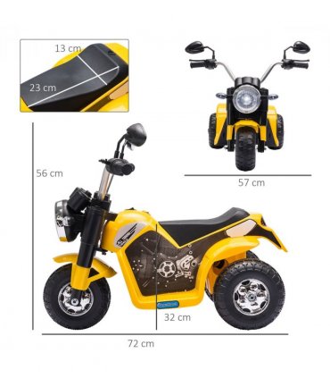 Kids 6V Electric Motorcycle Ride-On Toy Battery 18 - 36 Months Yellow HOMCOM