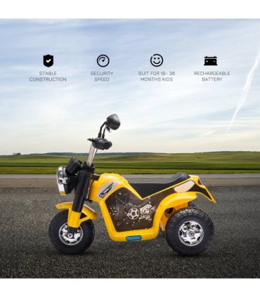 Kids 6V Electric Motorcycle Ride-On Toy Battery 18 - 36 Months Yellow HOMCOM