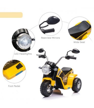 Kids 6V Electric Motorcycle Ride-On Toy Battery 18 - 36 Months Yellow HOMCOM