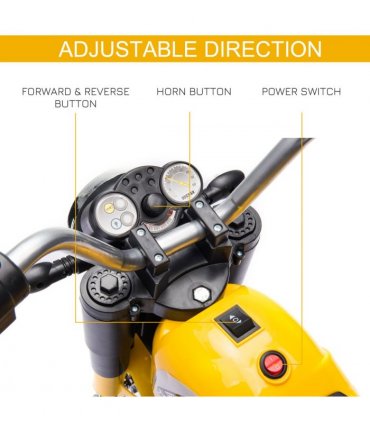 Kids 6V Electric Motorcycle Ride-On Toy Battery 18 - 36 Months Yellow HOMCOM
