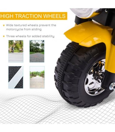 Kids 6V Electric Motorcycle Ride-On Toy Battery 18 - 36 Months Yellow HOMCOM