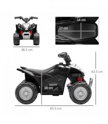 Honda Licensed Kids Electric Quad Bike 6V ATV Ride On 1.5-3 Years Black