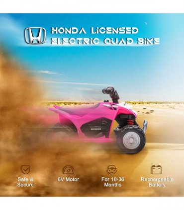 Honda Licensed Kids Electric Quad Bike 6V ATV Ride On 1.5-3 Years Pink