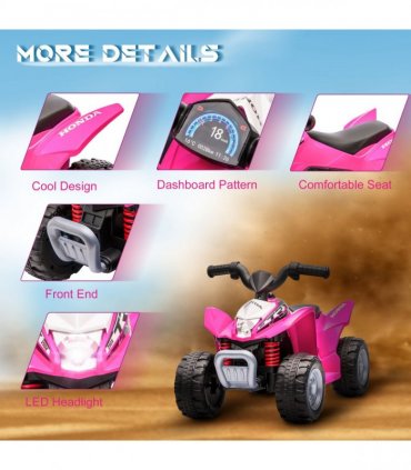 Honda Licensed Kids Electric Quad Bike 6V ATV Ride On 1.5-3 Years Pink