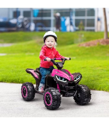 HOMCOM 12V Electric Quad Bikes for Kids Ride On Car ATV Toy for 3-5 Years Pink