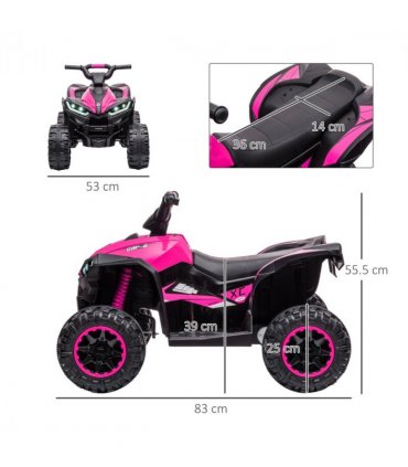 HOMCOM 12V Electric Quad Bikes for Kids Ride On Car ATV Toy for 3-5 Years Pink