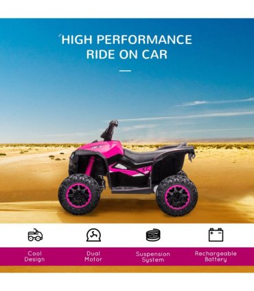 HOMCOM 12V Electric Quad Bikes for Kids Ride On Car ATV Toy for 3-5 Years Pink
