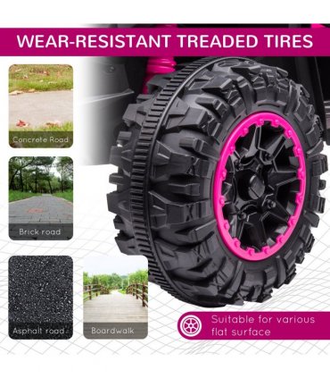 HOMCOM 12V Electric Quad Bikes for Kids Ride On Car ATV Toy for 3-5 Years Pink