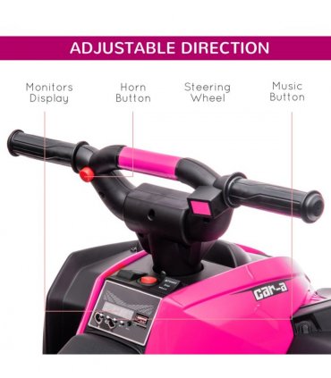HOMCOM 12V Electric Quad Bikes for Kids Ride On Car ATV Toy for 3-5 Years Pink