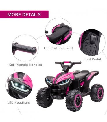 HOMCOM 12V Electric Quad Bikes for Kids Ride On Car ATV Toy for 3-5 Years Pink