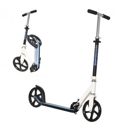 HOMCOM Kick Scooter Commuter Adjustable Height Wheels Foldable Aluminium White