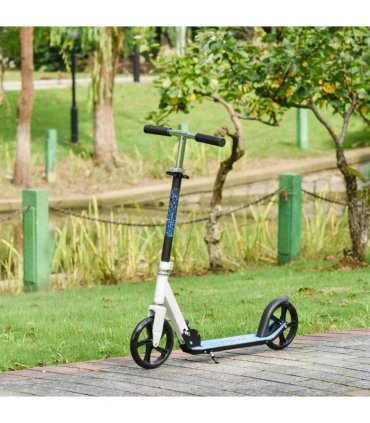 HOMCOM Kick Scooter Commuter Adjustable Height Wheels Foldable Aluminium White