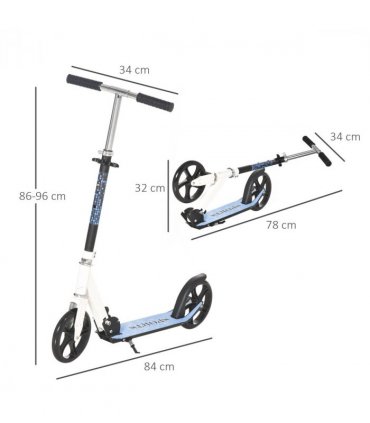 HOMCOM Kick Scooter Commuter Adjustable Height Wheels Foldable Aluminium White