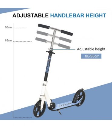 HOMCOM Kick Scooter Commuter Adjustable Height Wheels Foldable Aluminium White