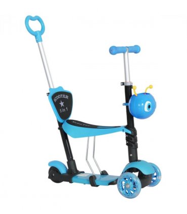 HOMCOM 5-in-1 Kids Kick Scooter 3-wheel Walker w/ Removable Seat Adjustable
