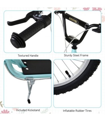 HOMCOM 90-96cm Kids Kick Scooter Adjustable Handlebar Inflatable Wheels Blue