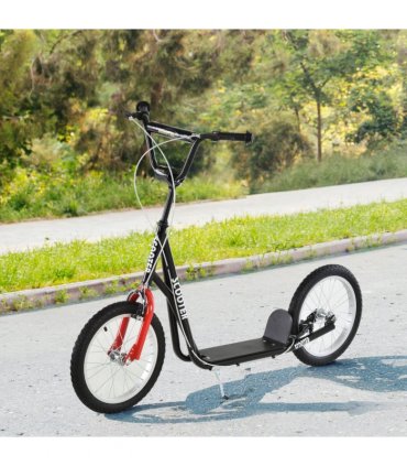 Kids Kick Scooter 90-96cm Adjustable Handlebar Inflatable Wheels Black Steel