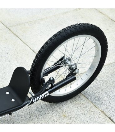 Kids Kick Scooter 90-96cm Adjustable Handlebar Inflatable Wheels Black Steel