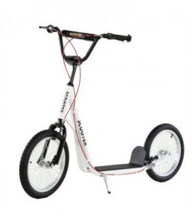 HOMCOM 90-96cm Kids Kick Scooter Adjustable Handlebar Inflatable Wheels White