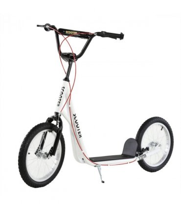 HOMCOM 90-96cm Kids Kick Scooter Adjustable Handlebar Inflatable Wheels White