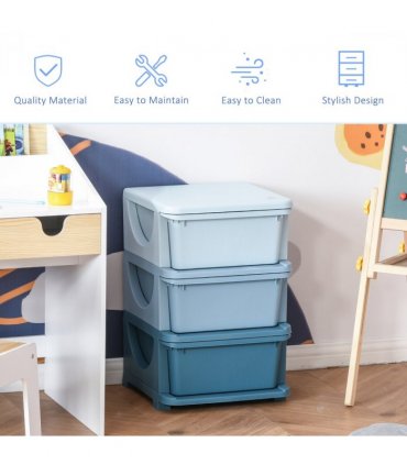 Kids Storage Units with Drawers 3 Tier Chest Vertical Dresser Tower