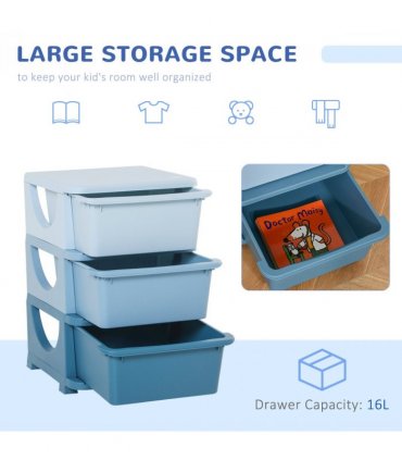 Kids Storage Units with Drawers 3 Tier Chest Vertical Dresser Tower
