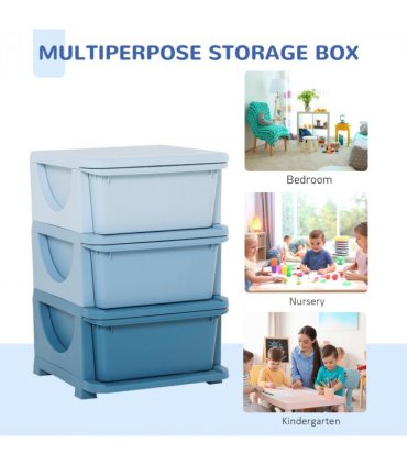 Kids Storage Units with Drawers 3 Tier Chest Vertical Dresser Tower