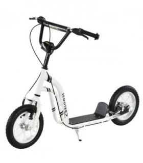 Dual Brakes Kick Scooter 12-Inch Inflatable Wheel Ride On Toy HOMCOM