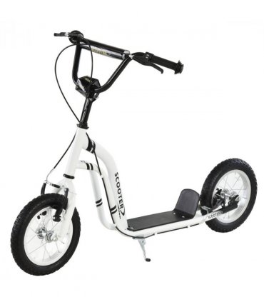 Dual Brakes Kick Scooter 12-Inch Inflatable Wheel Ride On Toy HOMCOM