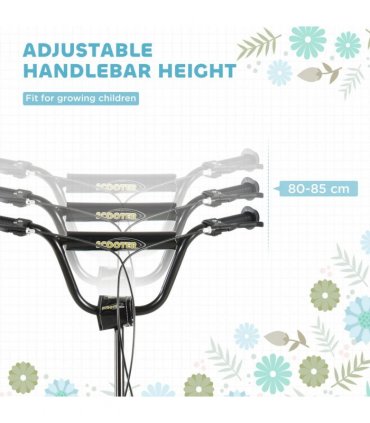 Dual Brakes Kick Scooter 12-Inch Inflatable Wheel Ride On Toy HOMCOM