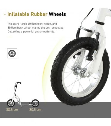Dual Brakes Kick Scooter 12-Inch Inflatable Wheel Ride On Toy HOMCOM