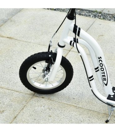 Dual Brakes Kick Scooter 12-Inch Inflatable Wheel Ride On Toy HOMCOM