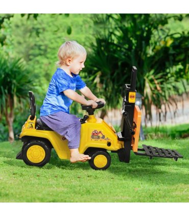 HOMCOM Kids Ride on Forklift Truck w/ Fork Tray, Under Seat Storage, Backrest