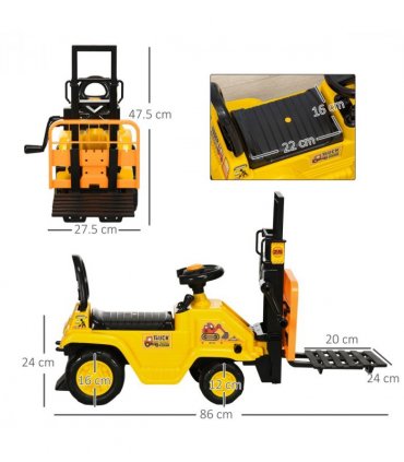 HOMCOM Kids Ride on Forklift Truck w/ Fork Tray, Under Seat Storage, Backrest