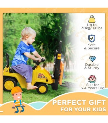 HOMCOM Kids Ride on Forklift Truck w/ Fork Tray, Under Seat Storage, Backrest