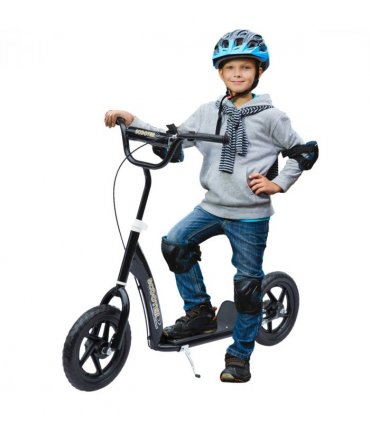 Push Scooter Teen Kids Stunt Bike Ride On with 12" EVA Tyres, Black HOMCOM