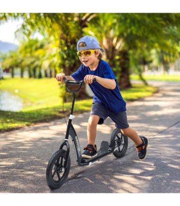 Push Scooter Teen Kids Stunt Bike Ride On with 12" EVA Tyres, Black HOMCOM