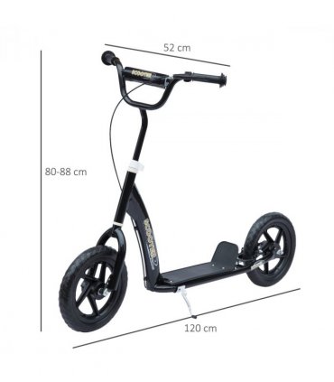 Push Scooter Teen Kids Stunt Bike Ride On with 12" EVA Tyres, Black HOMCOM