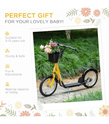 Kids Kick Scooter Teen Ride On Adjustable Children Scooter with Brakes HOMCOM