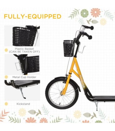 Kids Kick Scooter Teen Ride On Adjustable Children Scooter with Brakes HOMCOM
