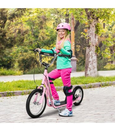 Teen Scooter Adjustable Height Dual Brakes Rubber Wheels Kickstand HOMCOM