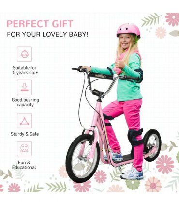 Teen Scooter Adjustable Height Dual Brakes Rubber Wheels Kickstand HOMCOM