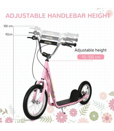 Teen Scooter Adjustable Height Dual Brakes Rubber Wheels Kickstand HOMCOM